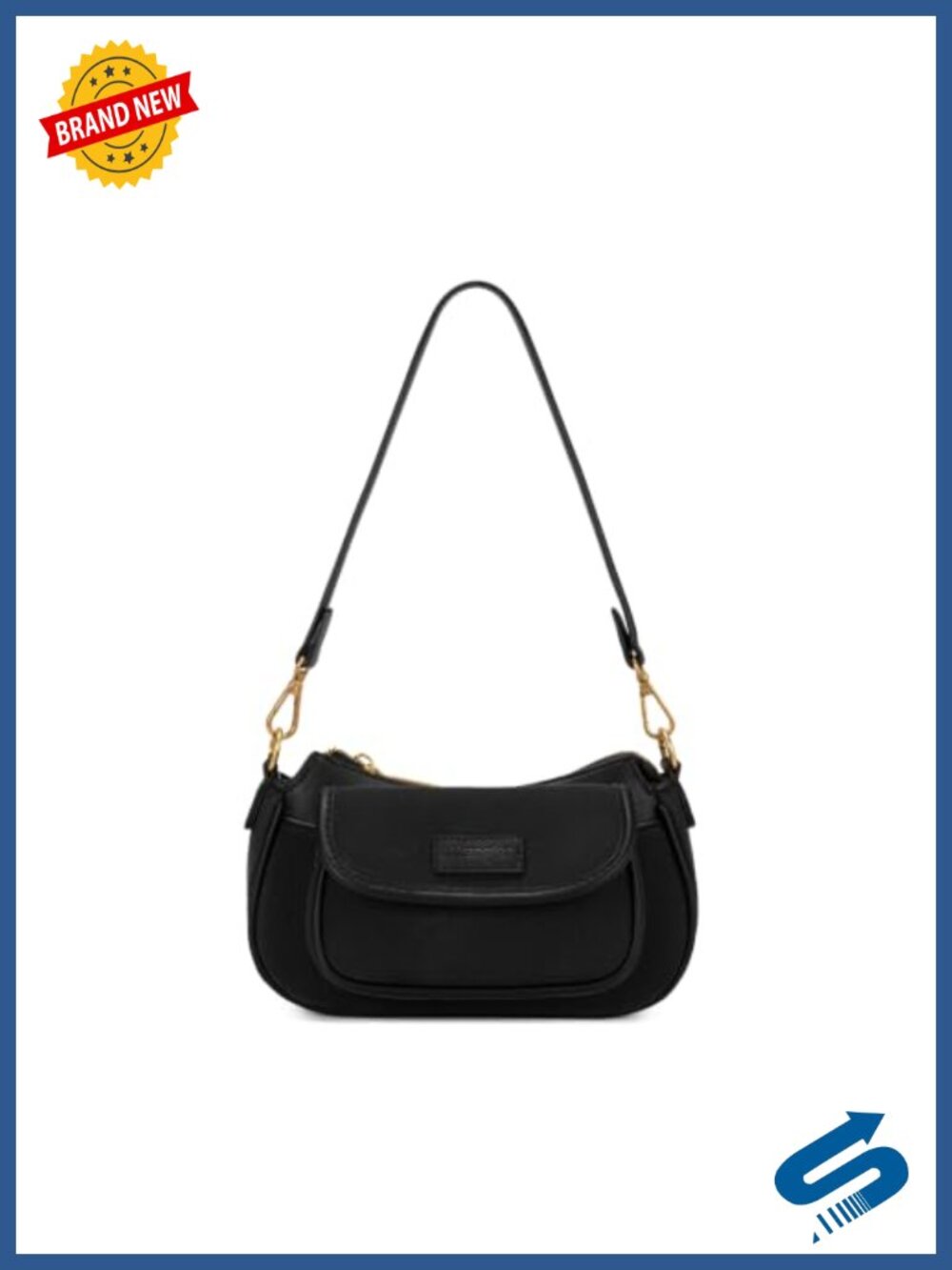 Faux Leather Small Shoulder Bag Underarm Purse with Dual Straps